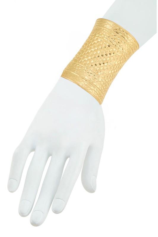Long hammered textured cuff bracelet