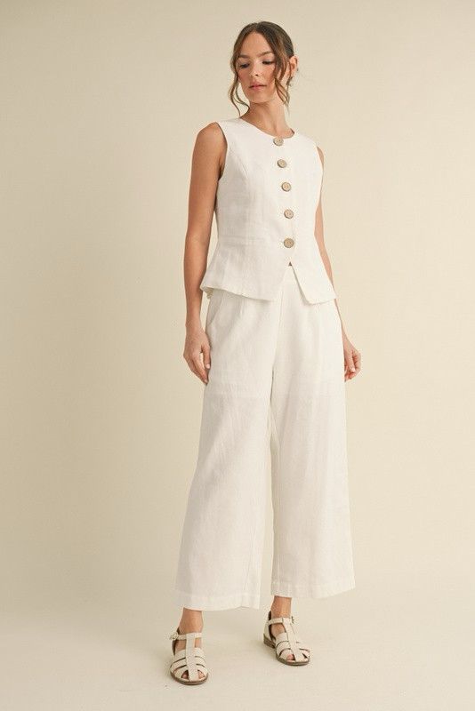 Ivory linen top & pants set (Preorder)