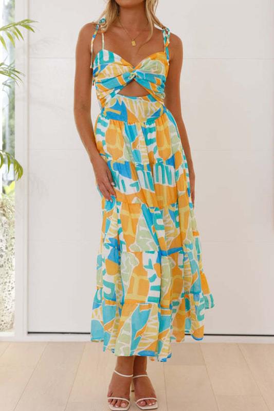 Abstract cutout maxi dress