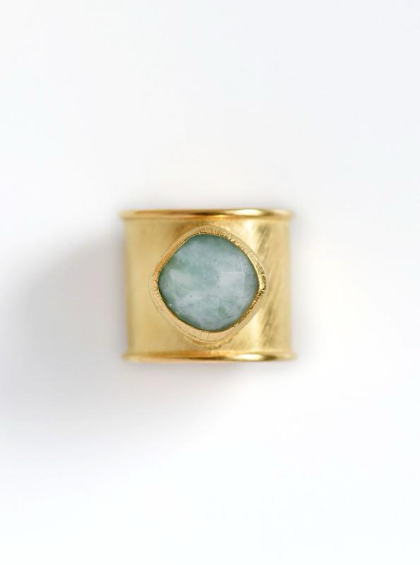 Adjustable stone cuff ring