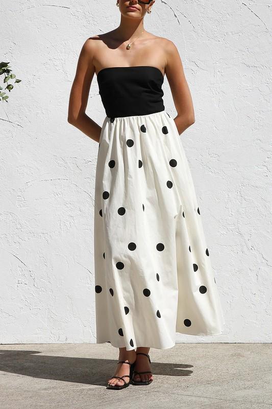 Black top polka dot skirt dress