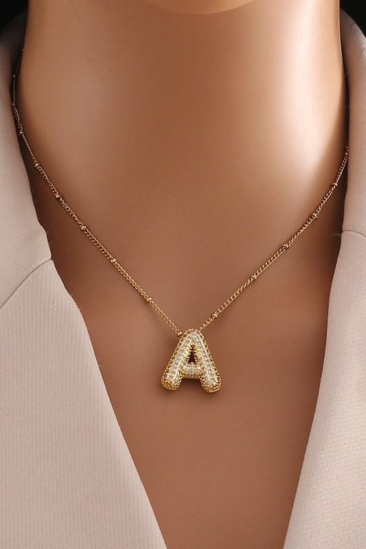 Iced-Out Bubble Initial Pendant Necklace