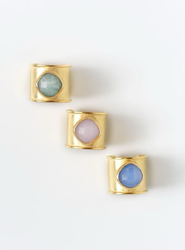 Adjustable stone cuff ring