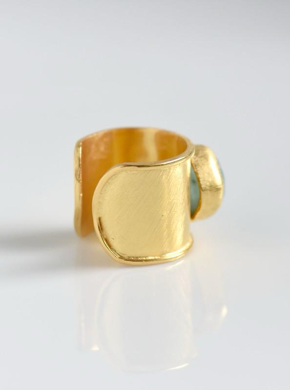 Adjustable stone cuff ring