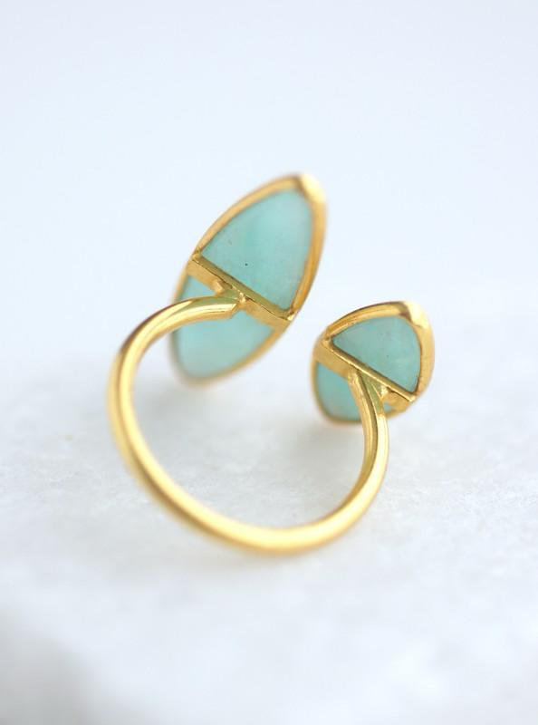 Double marquee turquoise stone ring