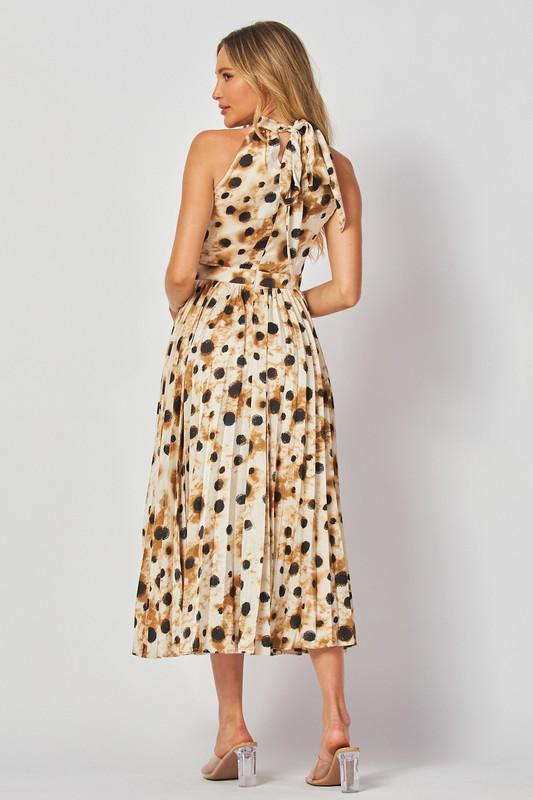 Animal print halter midi dress