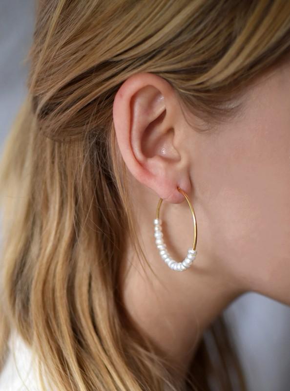 Pearl hoop earrings