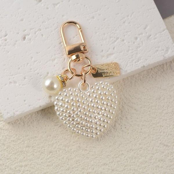 Pearl heart keychain bag charm