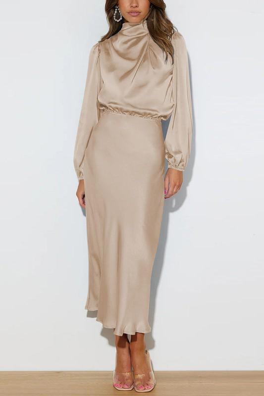 Turtleneck long sleeves maxi dress