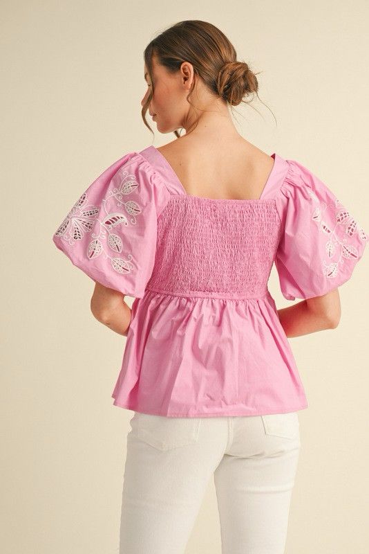 Cotton babydoll pink top (Preorder)