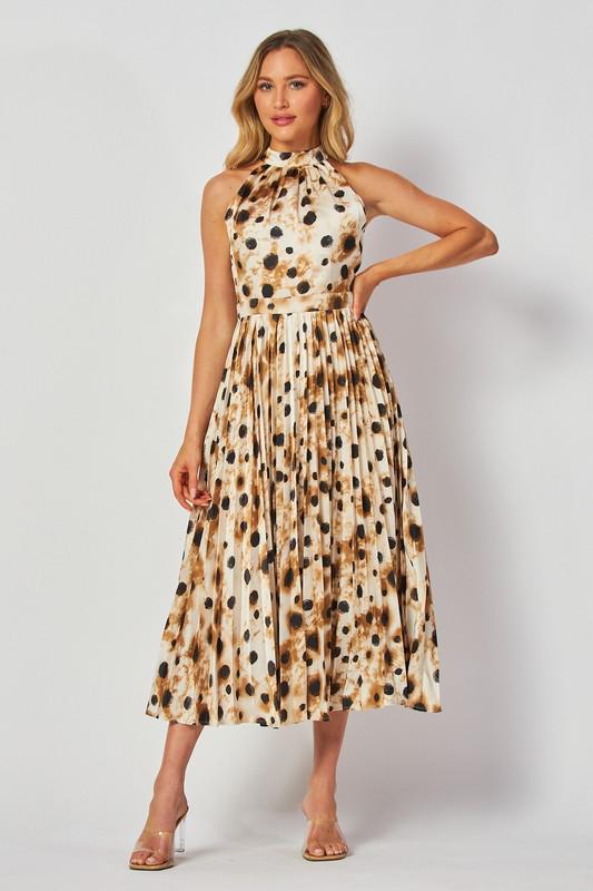 Animal print halter midi dress