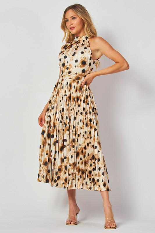 Animal print halter midi dress