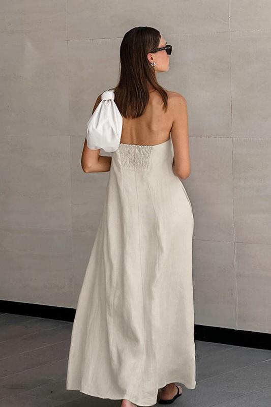 Linen strapless maxi dress