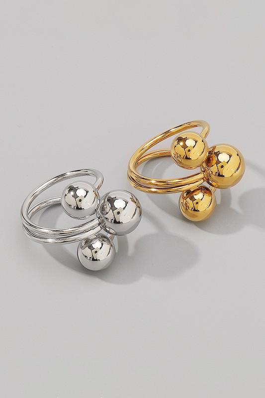 Stainless steel layered balls wrap rings