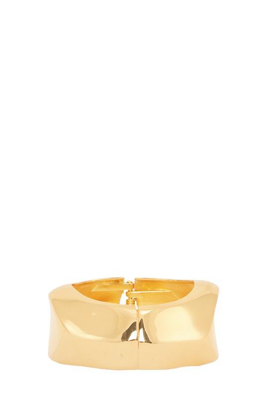 Solid metal golden hinged bangle bracelet