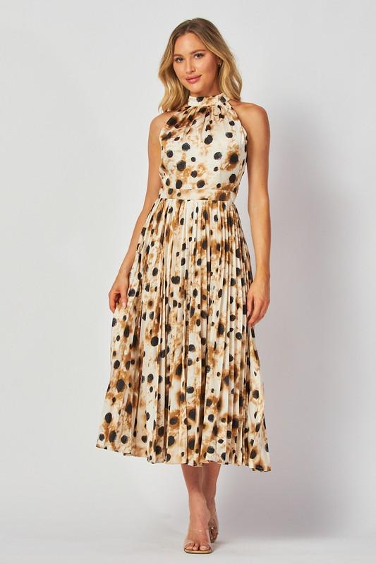 Animal print halter midi dress