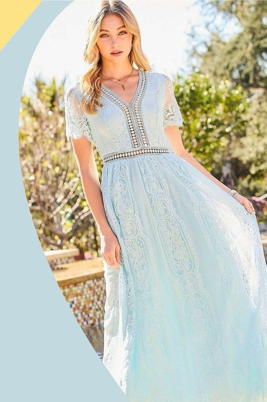 Victorian sky blue maxi dress