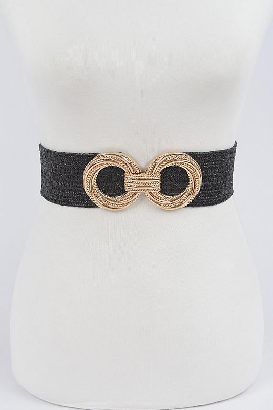 Metal buckle stretch straw belt