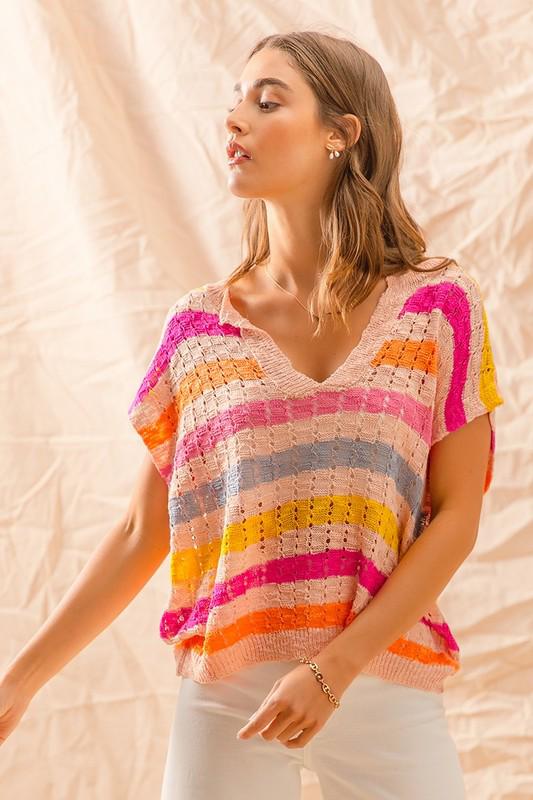 Multicolor striped lightweight sweater (Preorder)