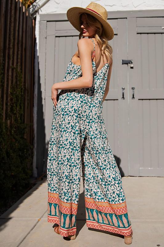 Straps printed jumpsuit