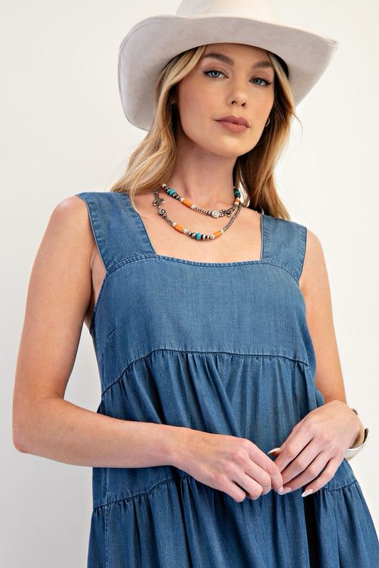 Washed denim maxi dress (Preorder)