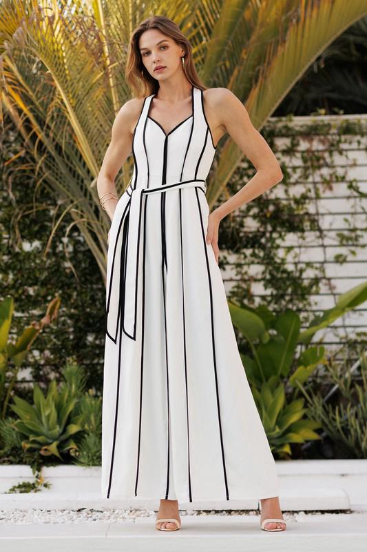 Halter white and black jumpsuit (Preorder coming by end of March)