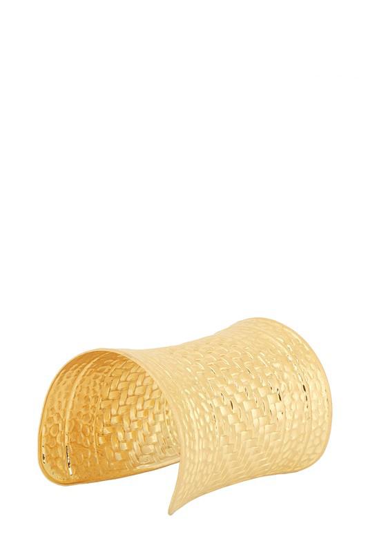 Long hammered textured cuff bracelet