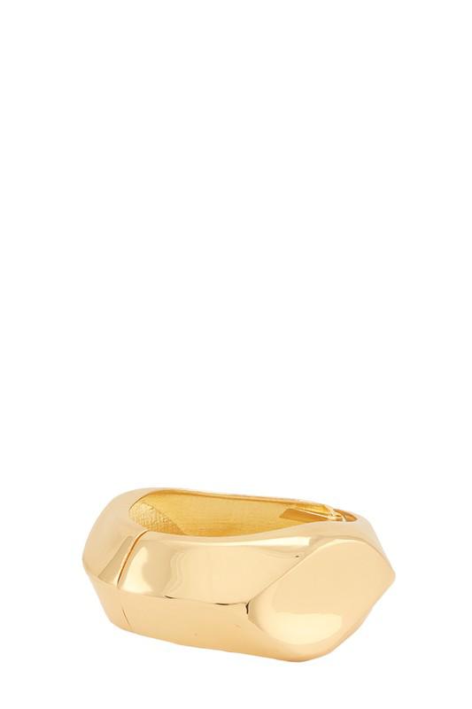 Solid metal golden hinged bangle bracelet