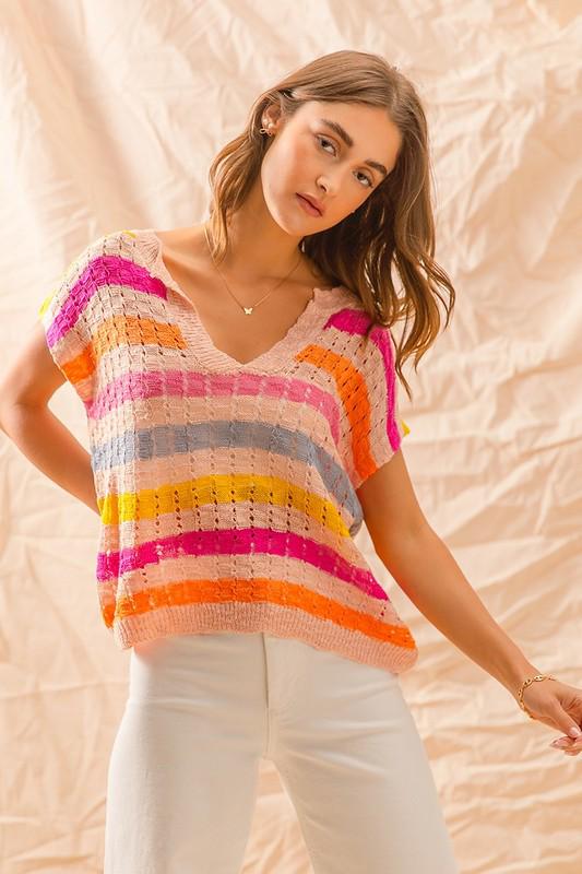 Multicolor striped lightweight sweater (Preorder)