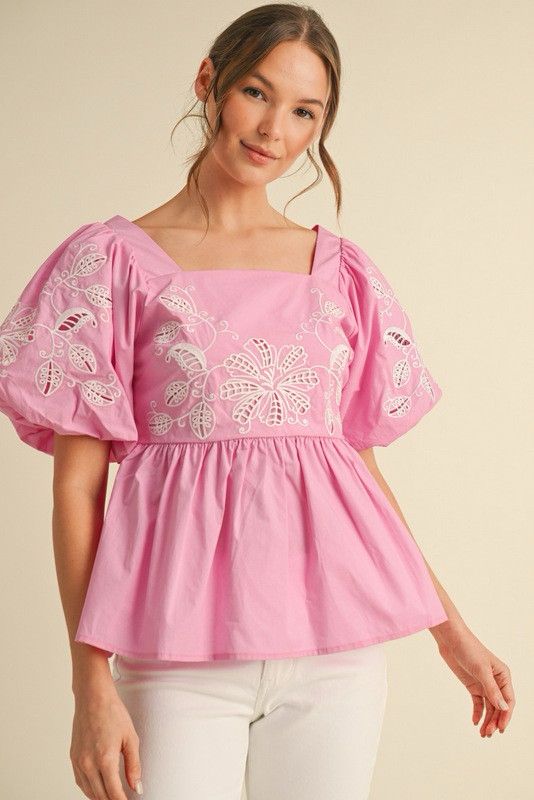 Cotton babydoll pink top (Preorder)