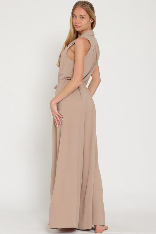 Mocha elegance wide leg  jumpsuit (Preorder)