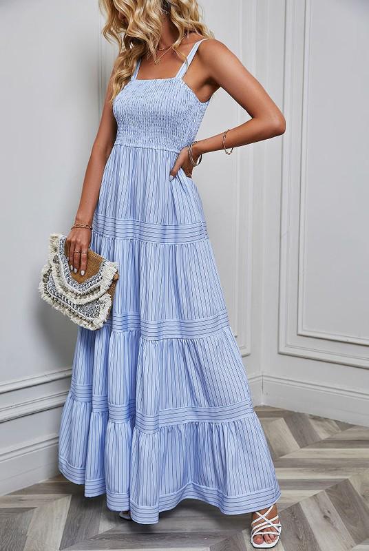 Tank top striped blue maxi dress