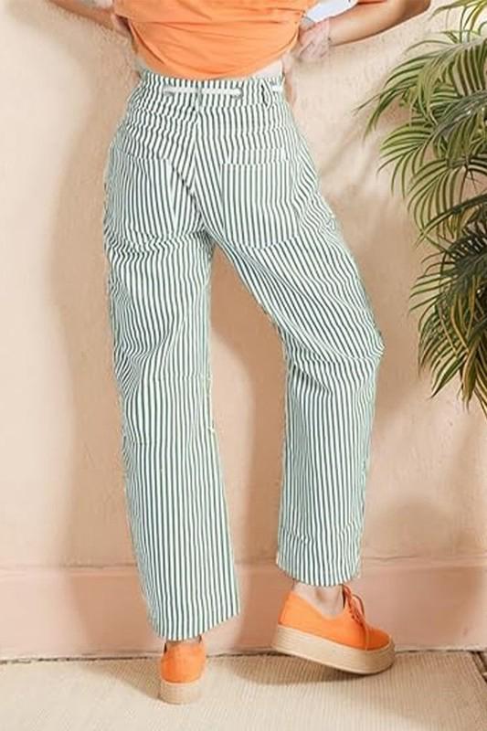 Striped wide leg pants