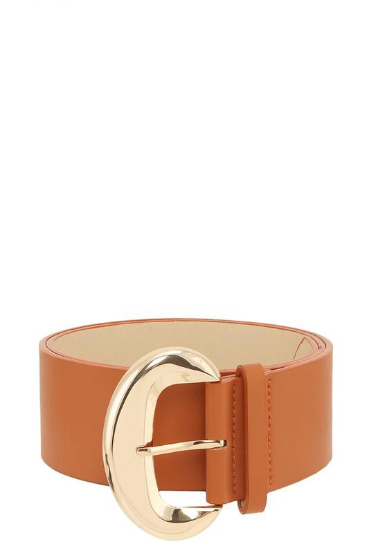 Camel thick metal wide buckle belt