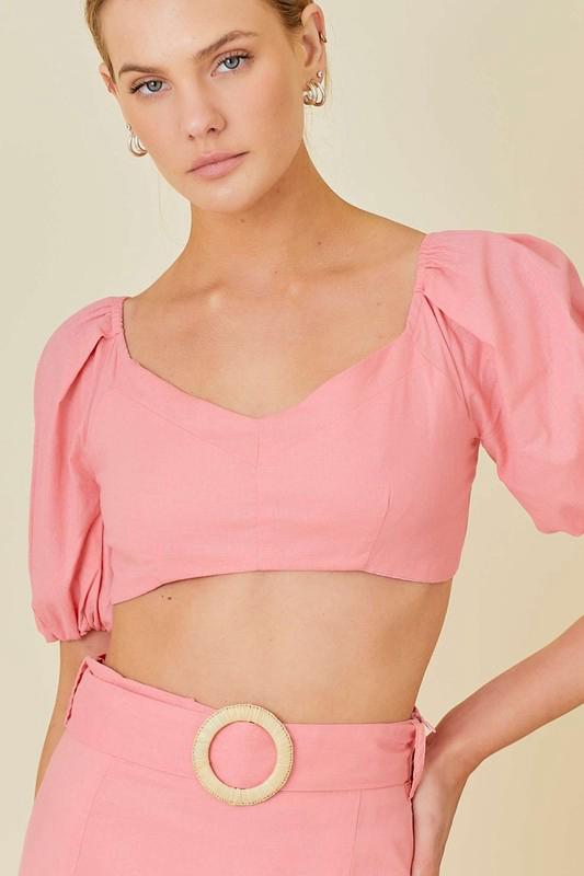 Bubble sleeve crop top