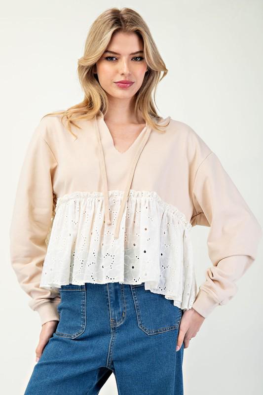 Lace long sleeve pullover top