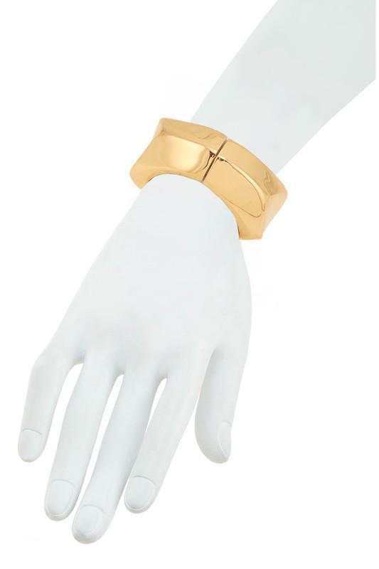 Solid metal golden hinged bangle bracelet