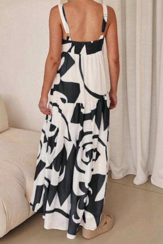 Monochrome black & white Abstract Maxi Dress (Preorder- coming soon)