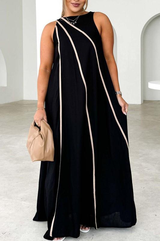 Sleeveless stripe black maxi dress (Preorder)