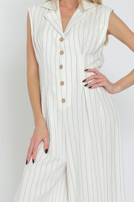 Ivory striped jumpsuit (Preorder)