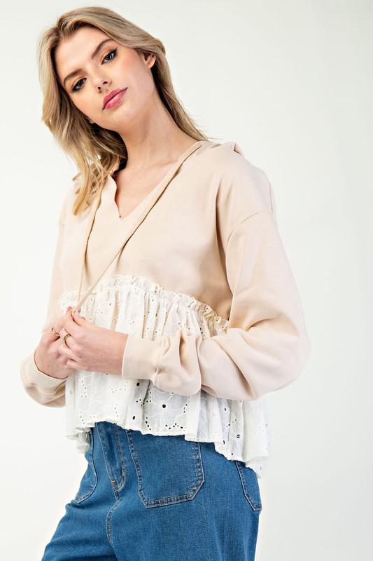 Lace long sleeve pullover top