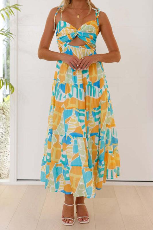 Abstract cutout maxi dress