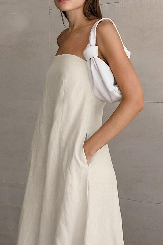 Linen strapless maxi dress