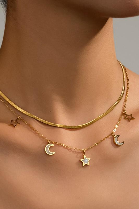 Celestial charm layered necklace