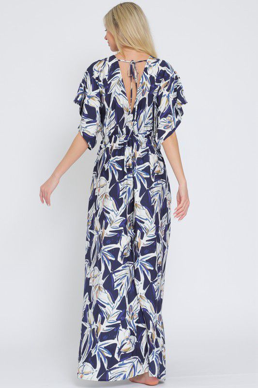 Kimono sleeve tie back neck jumpsuit (Preorder)