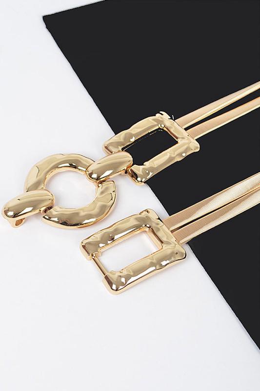 Fashion elastic hammered  buckle belt